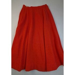 Vintage Forstmann Skirt Womens 100% Wool Boucle A-Line Rust Orange With Belt